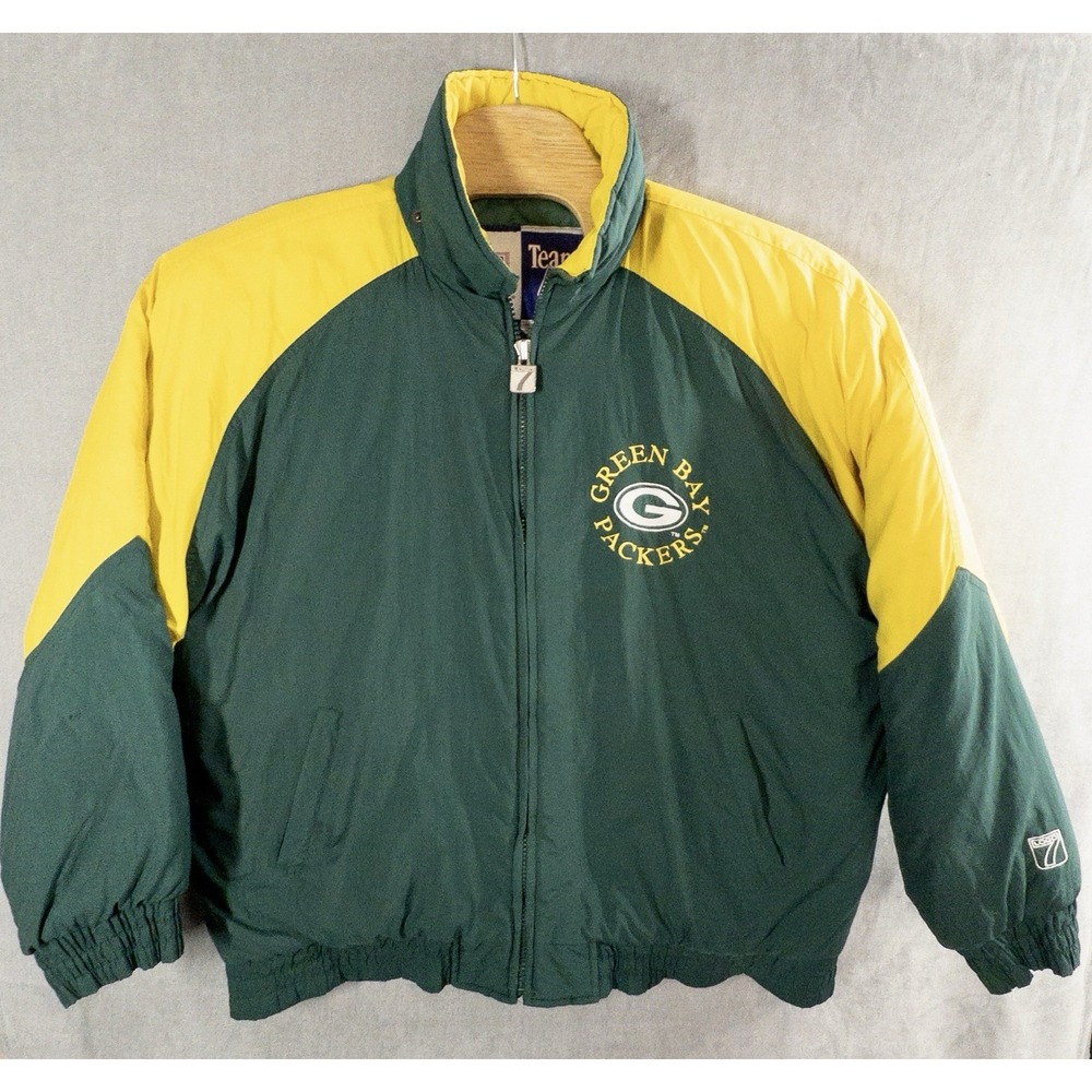 Vtg Logo 7 Greenbay Packers Puffer Jacket Mens XL NFL Football